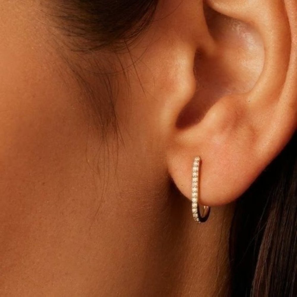 Earrings Rectangular Pave Huggies Cubic Zirconia "diamond" huggies Rectangular